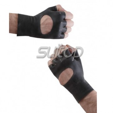Suitop hot selling rubber latex men's male's short gloves in black color