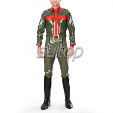 Men police latex costumes uniforms including military shirt and pants customised
