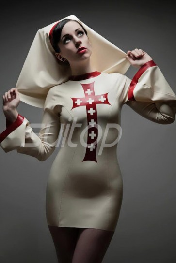 fashion latex costume Nun uniform dress cosplay