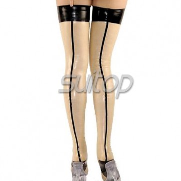 Women latex rubber long stockings in transparent color