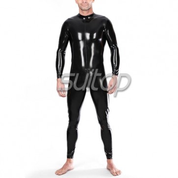 men classical latex catsuit with back zip 