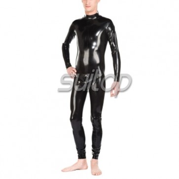 Suitop shoulder entry rubber codepiece for men latex rubber bodysuit