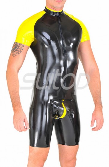 Man 's Latex Rubber cotta catsuit tight heavy latex 0.6mm with cod pieces