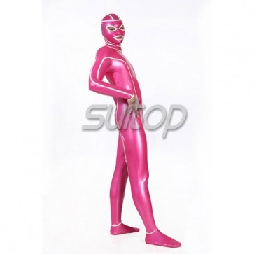 Metal pink latex bodysuit for men