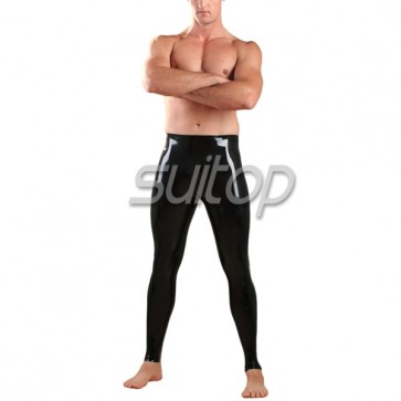 Men's Rubber latex legging no zip in black 
