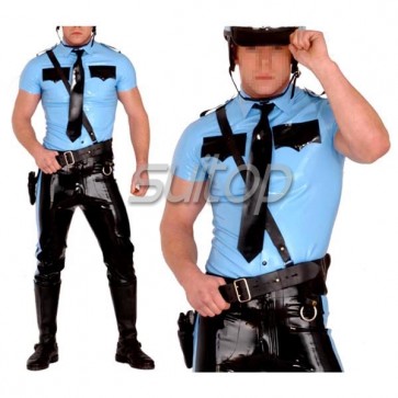 Police man rubber uniforms latex costumes military set not including belt SUITOP customised