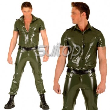 Police man rubber uniforms latex costumes military set not including belt customised