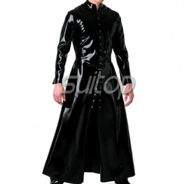 latex rubber wind coat latex long jacket for man