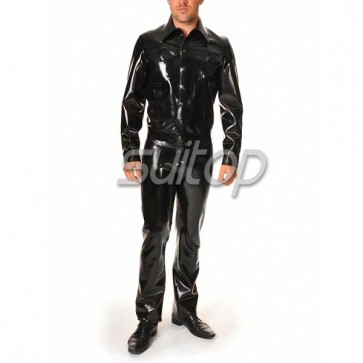 100% natural rubber latex long sleeve with buttons in black color for man