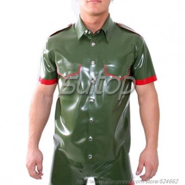 Men police latex uniforms military shirt customised