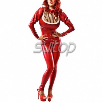 Suitop New Arrivals latex fashion catsuit with back zip to waist