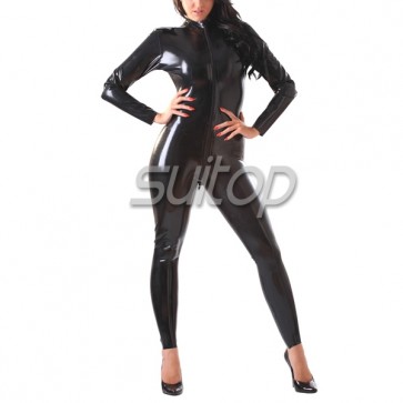 Female 's Classic latex catsuit with front zip to waist  WHOLE SALE(MINI ORDER 10PCS)
