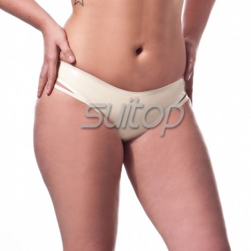 Women's sexy rubber latex briefs in white color