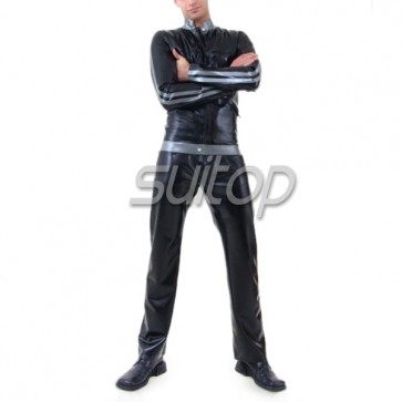 Suitop latex rubber suit black rubber garment with pants