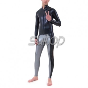 Suitop hot selling men's rubber latex whole set including black tops and gray legging