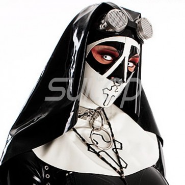 Suitop rubber latex women's female's nun cap and hoods with open eyes and nose