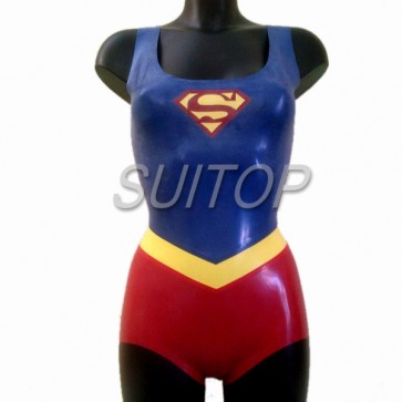Suitop new arrival women's rubber latex hollywood superwomen uniform main in red color