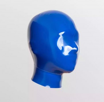 Latex fetish masks with net hole on eyes and nose for adult in blue