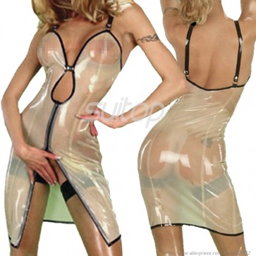 Top selling rubber latex braces dress in clear trasparent