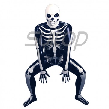Suitop super quality women's female's rubber latex full cover body zentai catsuit with skull designs
