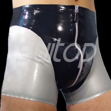 Men's sexy rubber latex boxer short in black and grey