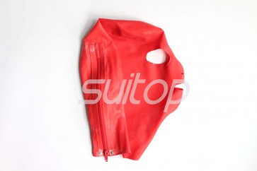  Latex hoods open eyes nostrils and mouth in red color with back zip