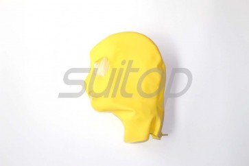 Yellow head Latex hoods open big eyes and mouth attached back zip