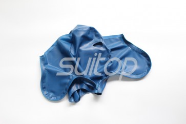 Blue color latex hoods with front and back zippers for adults