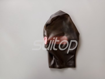   Latex head masks black rubber hoods attached without zip with muzzle