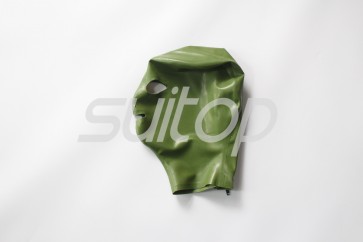 Army Green  color latex hoods with back zip for adults
