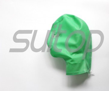 Apple green color latex hoods with back zip for adults