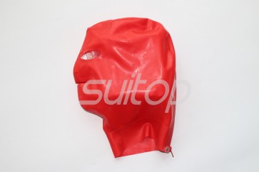 Latex hoods nature rubber fetish masks latex party hood for adult in red Three-dimensional cropping