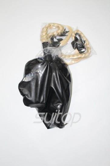 Latex hoods natural rubber latex hoods masks with hairs cosplay