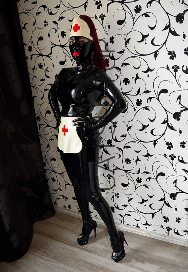 Women's cosplay doctor full body nurse black uniform latex catsuit ...