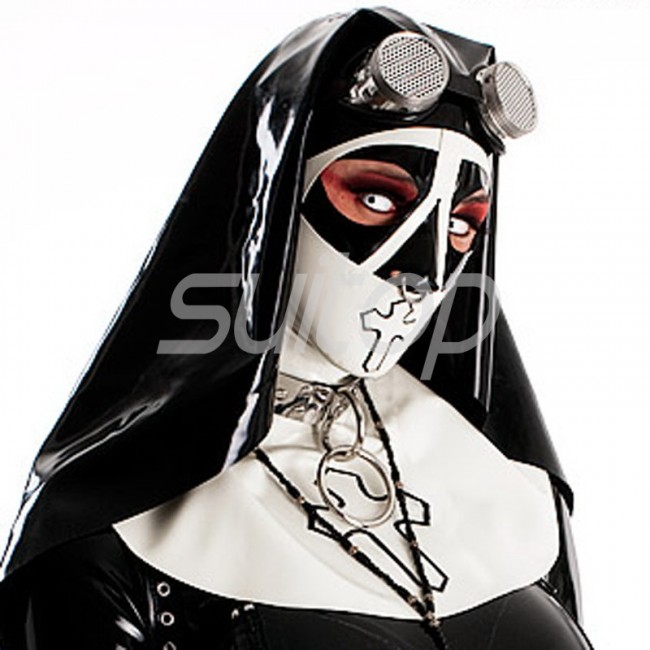 Suitop Rubber Latex Womens Females Nun Cap And Hoods With Open Eyes And Nose