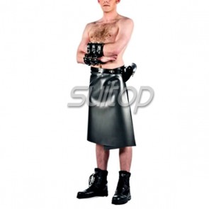 Men's latex skirts MALE rubber DRESSES with belts