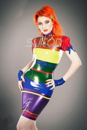 latex colorized contracted dress