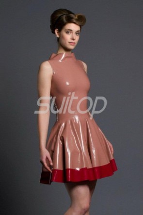 latex brown dress sleeveless