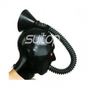 Free shipping! Hot selling black latex hood with pipe