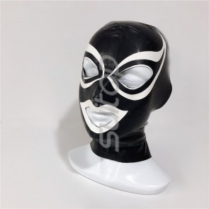 Latex natural head covering open eyes and mouth black with white edges