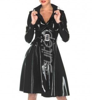 Women's cool office lady slim black long latex dress  CATSUITOP 