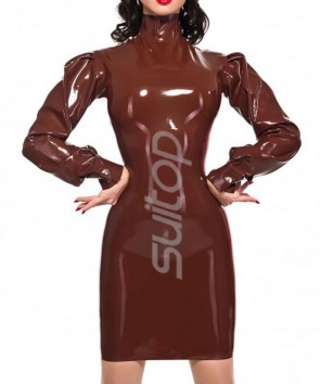  Women's sexy tight latex dress bondage with long sleeve design  CATSUITOP 