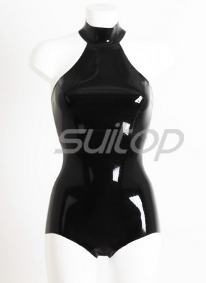 Women's latex catsuit natural & flexible bondage bodysuit black latex swim suits CATSUITOP 
