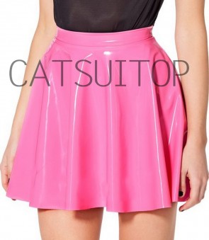 Women's latex catsuit with pink pleated skirt  CATSUITOP 