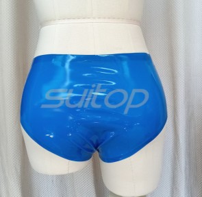 Women's latex sexy blue latex briefs lingerie CATSUITOP 