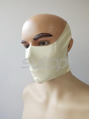  Latex natural white hood mask without zipper