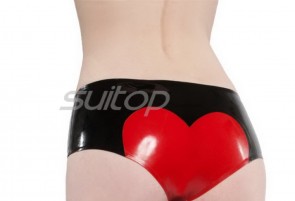 Women's latex sexy black with red latex lingerie briefs CATSUITOP 