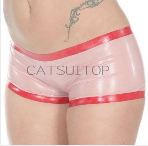 Women's Black High Quality Rubber Latex Clear Pink + Red Women's Shorts  