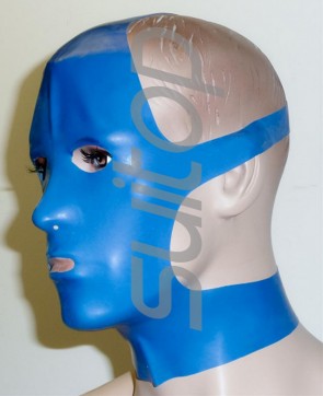 Suitop Adult's blue Fetish latex catsuit hood(open eyes & nostrils & mouth) what is made of 0.4mm thickness natural latex materials