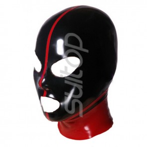 Adult's black and red  latex hood (open eyes & nostrils & mouth) what is made of 0.4mm natural latex materials